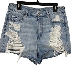American Eagle Mom Shorts Comfort Waistband Distressed High Rise Blue Jean 12